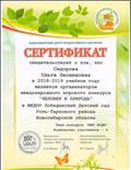 Сертификат организатора международного игрового конкурса "Человек и природа" "Мир воды" 2018-2019 уч.год Сертификат организатора международного игрового конкурса "Человек и природа" "Мир воды" 2018-2019 уч.год